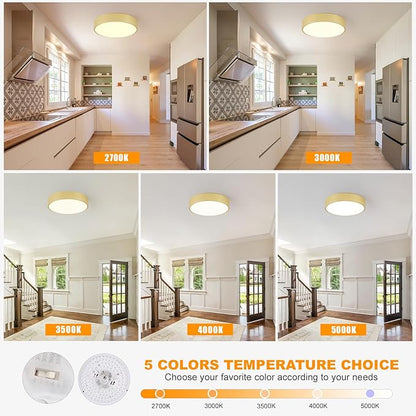 5CCT Modern Gold Close to Ceiling Light Fixtures,15.8 Inch Large Ceiling Lighting,Dimmable LED Ceiling Lamp for Bedroom, Living Room, Laundry Room