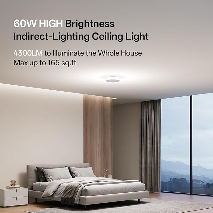 Homelist YX1 4300LM(60W) Indirect Lighting Ceiling Light, Compact 8" Flush Mount Ceiling Light, Dual-Core Eye Protection Ceiling Light Fixture, CRI 97, Fast Installation - IF Design Award Winner