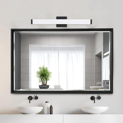 Bathroom Vanity Light Brushed Nickel Square LED 24 inch 14W 4000K Natural White Light Wall Bar Lighting Fixtures Over Mirror (Matte Black, 24 inch 5CCTDimmable)