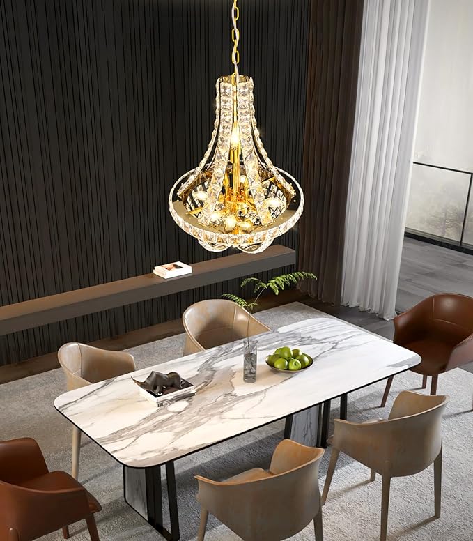 Glam Crystal Chandelier Empire Chandeliers with K9 Crystal Luxury Light Fixture for Dining Room Living Room Bedroom Entryway Gold Lighting