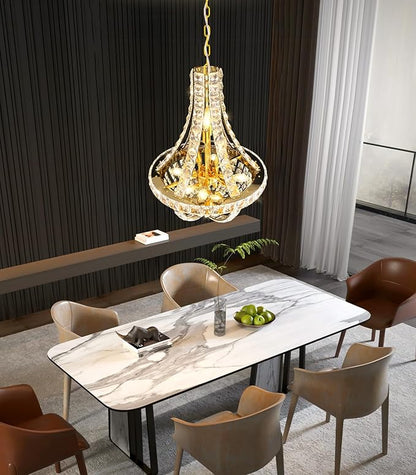 Glam Crystal Chandelier Empire Chandeliers with K9 Crystal Luxury Light Fixture for Dining Room Living Room Bedroom Entryway Gold Lighting
