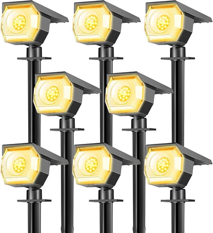 Peasur 18 Pack Solar Lights Outdoor, Spotlights Outdoor Waterproof 3 Modes, 2-in-1 Auto On/Off Solar Spot Landscape Lighting Outside for Tree Plants Yard Garden Pathway, Warm White