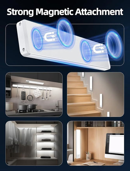 Under Cabinet Motion Sensor Lighting: Dimmable Rechargeable Lights Indoor - Battery Operated Lights - Undercabinet Wireless Closet Light Magnetic Led Light for Kitchen Home Bathroom Counter 5 Pack