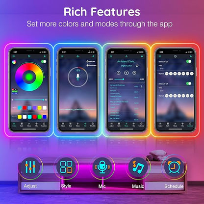 AILBTON 100Ft Neon Rope Lights,Flexible Led Rope Lights Control with App/Remote,Multiple Modes RopeLights,IP65 Outdoor RGB Led Neon Lights NonWater Resistant,Music Sync Gaming Led NeonLight Strip