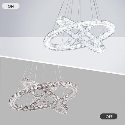 Modern LED Chandeliers Crystal Chandeliers Ceiling Light Three Rings Pendant Light with Acrylic for Bedroom Dinning Room Hallway(Cool White 30/40/50)