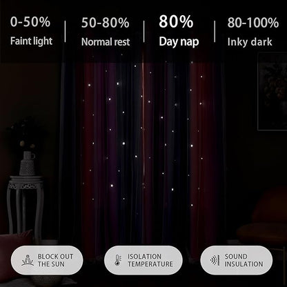 XiDi Grey Pink Purple Curtains for Girls Bedroom Decor Kids Blackout Curtains for Nursery Room Darkening Rainbow Princess Unicorn Wall Decals Little Girl 52x45 Inches Long 2 Panels Set
