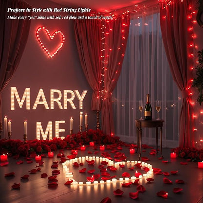 Etinga 100 LED Red String Lights 33ft, Plug in Fairy Lights with 8 Lighting Modes, Indoor Outdoor Waterproof Decorative Lights for Bedroom Tree Patio Garden Holiday Wedding (Red, 100 LED 33ft)
