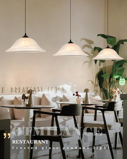 Oversized Black Pendant Lights Kitchen Island, Glass Pendant Light with Frosted, 16 Inch Island Pendant Light 1 Pack, Industrial Farmhouse Pendant Light for Kitchen Island, Dining Room, Bar