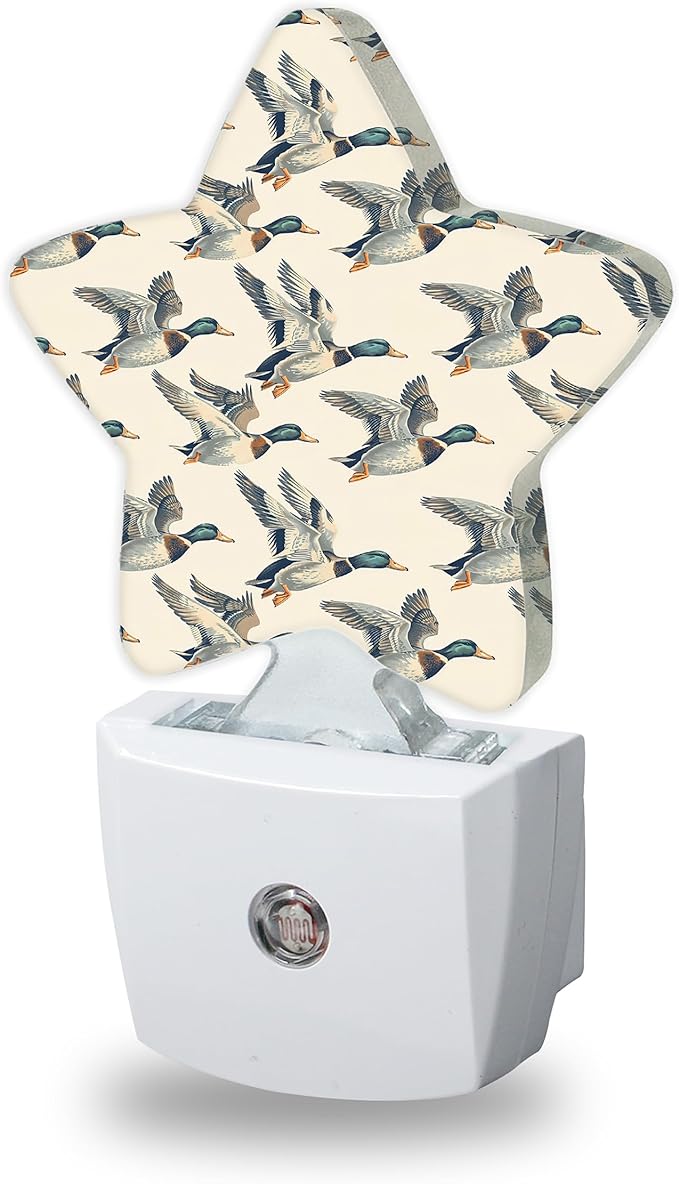 Mallard Duck Night Lights Plug Into Wall,Rustic Farmhouse Dusk to Dawn Light Sensor Night Light for Kids, Energy Efficient Sleep Friendly Lamp for Bedroom Bathroom Nursery