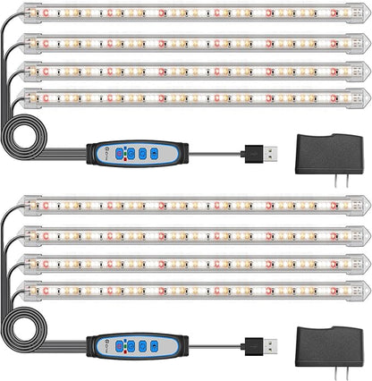Kullsinss Plant Grow Light Strips, 240 LEDs Grow Lights for Indoor Plants Full Spectrum with Upgrade Timer 6/12/16 Hrs, 3 Spectrum Modes, Sunlike Grow Lamp for Seedlings Hydroponics Succulent, 2 Pack