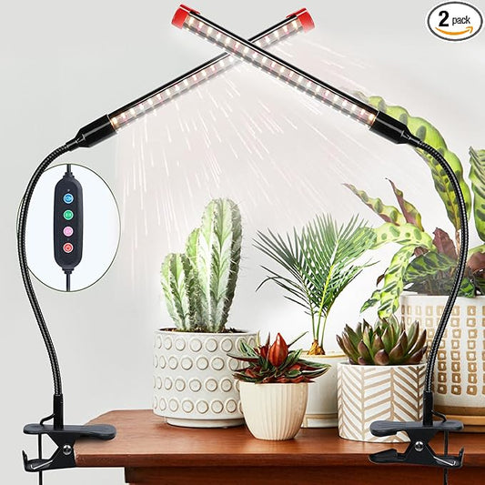 Game Changer! FECiDA 2026 2Pack 9 Watt Power Draw, NO Need Adapter, Clip Grow Lights for Small Indoor Plants, Bonsai, 4/8/12/16/20H Timer, Enough Bright Like Sun for Your Plants