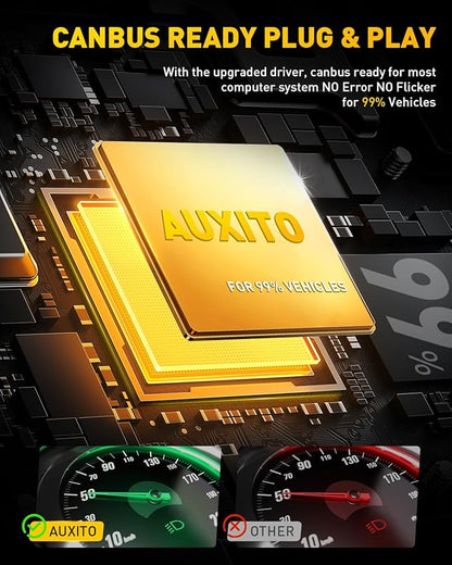 AUXITO H4 LED Bulbs Yellow Light 900% Ultra-Bright, 3000K Golden Yellow, Plug N Play, 50000Hrs Long Lifespan, No Flicker, 99% Compatibility, Pack of 2