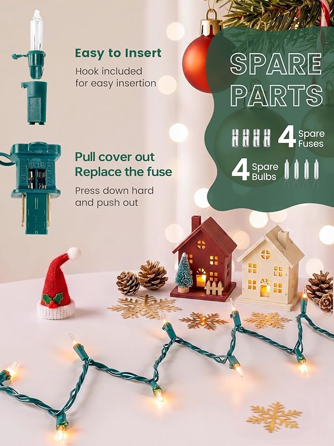 Christmas Lights 35 Count 9.8FT Clear Christmas Lights Incandescent String Lights Plug in Mini Christmas Tree Lights for Indoor Outdoor Xmas Birthday Wedding Festival Decoration,Warm White