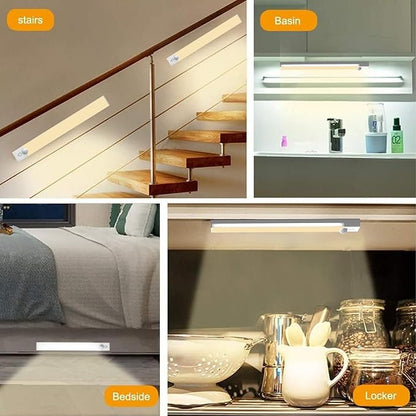 Under Cabinet Lighting 8 Inch 6-Pack, Rechargeable Motion Sensor Light Indoor, Dimmable Closet Lights 3 Color Temps, Wireless Under Counter Lights for Kitchen, Stairs
