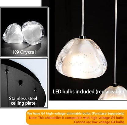 Modern Crystal Chandeliers LED Ceiling Lighting Foyer Large Ceiling Light for Staircase Living Room Hallway Entryway