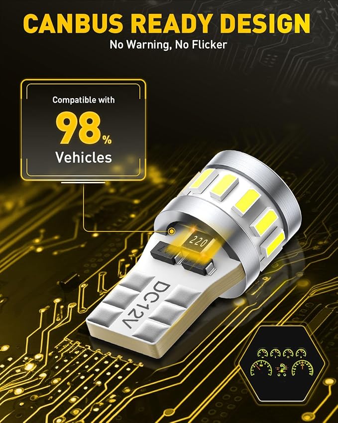 AUXITO Latest 194 LED Bulbs 6500K Bright White 168 2825 T10 W5W LED Bulb for Car Dome Door Map Courtesy Trunk Cargo Exterior License Plate Lights, Pack of 2