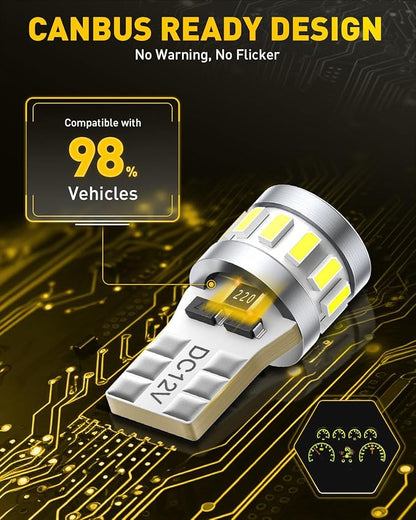 AUXITO Latest 194 LED Bulbs 6500K Bright White 168 2825 T10 W5W LED Bulb for Car Dome Door Map Courtesy Trunk Cargo Exterior License Plate Lights, Pack of 2