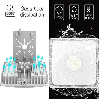 2 Pack LED Canopy Light Fixture,HID/HPS Replacement, 9.5" x 9.5", LED Shop Light, 5700K, AC100-277V, IP65 Waterproof,Canopy Light Outdoor for Gas Station,Warehouse (75W-2P)