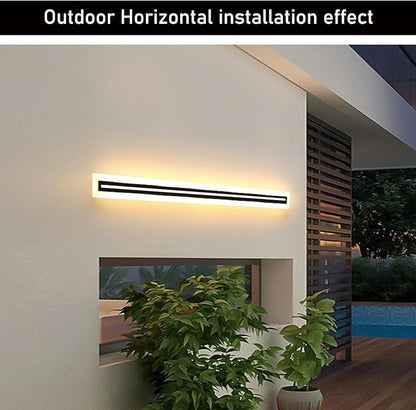2 PACK-59inch Long Outdoor Modern LED Wall Light,Waterproof IP65 Warm White 110V led Wall Mount Lighting Fixture Rectangular Black Elegant Frosted White Acrylic Anti Rust.