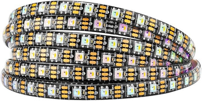 BTF-LIGHTING RGBW RGB+Warm White SK6812 (Similar WS2812B) 4 Colors in 1 LED Strip Individually Addressable 16.4ft 60Pixel/m 300LED Light Dream Color IP65 DC5V Black PCB (No Adapter or Controller)