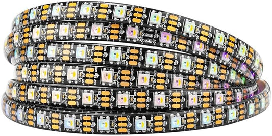 BTF-LIGHTING RGBW RGB+Warm White SK6812 (Similar WS2812B) 4 Colors in 1 LED Strip Individually Addressable 16.4ft 60Pixel/m 300LED Light Dream Color IP65 DC5V Black PCB (No Adapter or Controller)