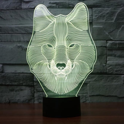 Ticent Animals Wolf 3D Night Light Touch Control Desk Lamps, 7 Color Changing Table Lights with Acrylic Flat, ABS Base & USB Charger