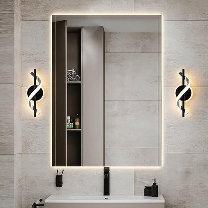 EIDISUNY LED Wall Sconces Indoor, 12W LED Wall Mount Lights, Modern Spiral Wall Lamp, 3000K Warm White LED Light Fixture for Stairs Living Room Bedroom Aisle Hallway (Warm White, Black)