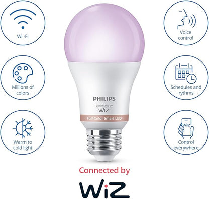 Philips Smart 100W A19 LED Light Bulbs 4-Pack - Connects to Your Wi-Fi - E26 - Control with Voice or App + Activate with Motion - Matter Compatible