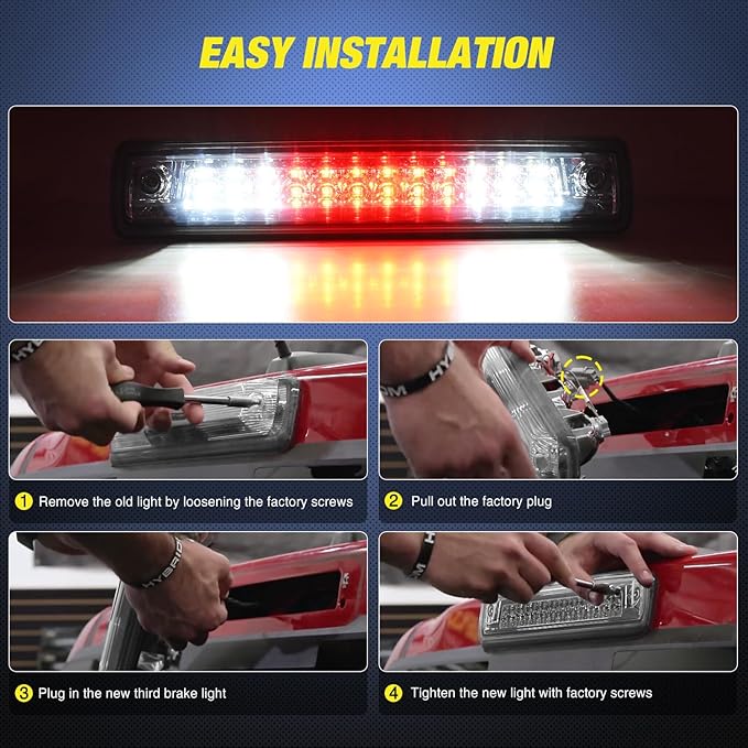 Nilight Third Brake Light Tail High Mount 3rd Stop Lights Smoked Lens Compatible with Chevy Colorado and GMC Canyon 2015 2016 2017 2018 Van SUV Rear Center Cab Lamp