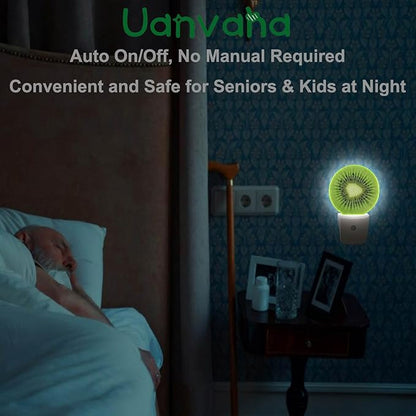 Tropical Kiwi Fruit Night Light Fruits Pattern Night Lights Plug into Wall for Boys Girls, Plug-in Nightlight 0.5W LED Lighting for Stairway Hallway Bedroom