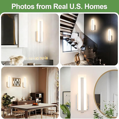 Tipace Hardwired Brushed Nickel Dimmable Modern LED Wall Sconce 2 Packs 3000K 3500K 4000K 5000K 6000K Indoor Wall Lights Up and Down Wall Mount Light for Living Room Bedroom Hallway Corridor(5CCT)