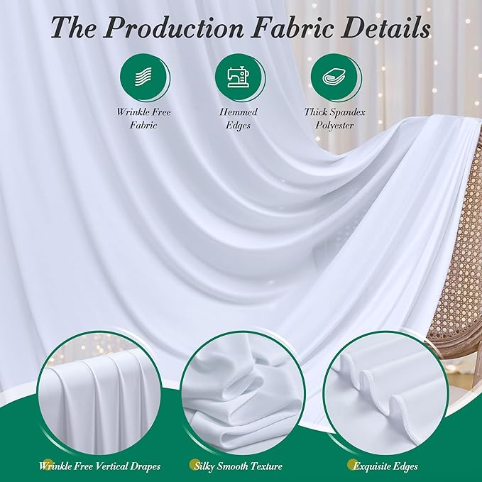 10 ft x 8 ft Wrinkle Free White Backdrop Curtain for Wedding Parties, Polyester Photography Backdrop Drapes for Birthday Parties Stage Backdrop Stand, White Background Curtains 5x8FT 2 Panels
