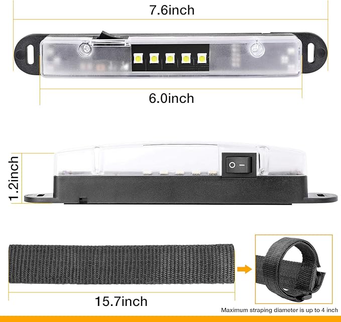 Universal Roll Bar LED Dome Light Utility Interior Courtesy Work UTV Dome Light Wraparound Roll Cage LED Lights Mount for Truck, ATV, UTV, RZR, Off Road, Pickup, Polairs, Boat