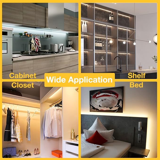 DAYBETTER Under Cabinet Lighting Kit, 6 PCS 20 Inch Under Cabinet Lights, 2700K-6500K Tunable White LED Strip Lights with Remote, 12V Adapter, LED Lights for Kitchen Cabinets, Shelf, Counter, 9.8ft