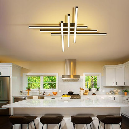 43" Black Modern LED Ceiling Light with Remote 3000K/4500K/6000K Close to Ceiling Lights Creative Design Ceiling Lamp for Bedroom Living Room Kitchen Hallway Dining Room(96W, 6 Lights)