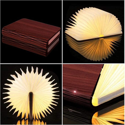 Vergissm Wooden Book Light, 3 Colors Folding Book Lamp, LED Book Light Rechargeable Foldable Paper Lamp for Home Decor Birthday Gifts
