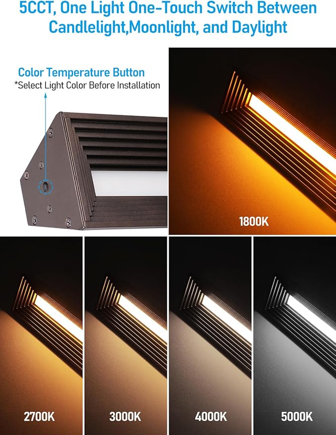 LEONLITE 8 Pack 5CCT Low Voltage Landscape Lights, 7W 12-24V LED Pathway Lights, Die-Casted Aluminum, IP65 for Outdoor Path Sidewalk Walkway, 1800K/2700K/3000K/4000K/5000K, ETL, Oil Rubbed Bronze
