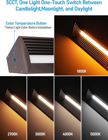 LEONLITE 8 Pack 5CCT Low Voltage Landscape Lights, 7W 12-24V LED Pathway Lights, Die-Casted Aluminum, IP65 for Outdoor Path Sidewalk Walkway, 1800K/2700K/3000K/4000K/5000K, ETL, Oil Rubbed Bronze