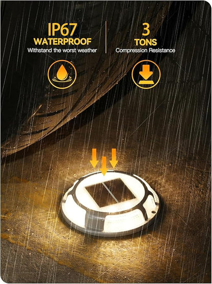 Solar Driveway Lights Dock Lights Waterproof 16 Pack, 2 Colors in 1 Outdoor LED Solar Deck Light, Solar Powered Walk Way Light Road Marker for Stair Pathway Patio(Warm & Cool)