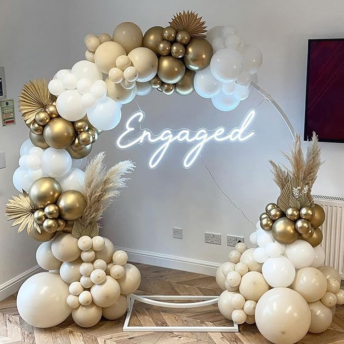 PartyWoo White Sand Balloons 145pcs Different Sizes of 18 12 10 5 Inch Off White Beige Cream Ivory Boho Neutral Balloon Arch Kit Garland for Wedding Baby Shower Birthday Party Decorations White-F12
