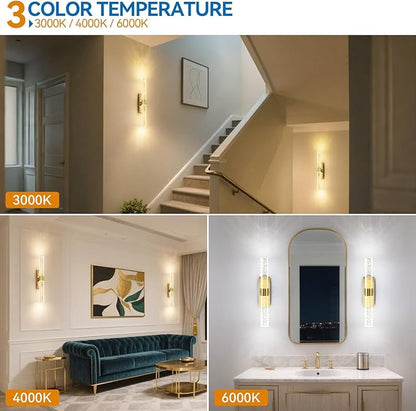Battery Operated Wall Sconces Set of 2, 10000mAh Gold Rechargeable Wall Lights with Remote, Dimmable Wireless Wall Lamp for Bedroom, Living Room, Hallway, 15.7- Inch