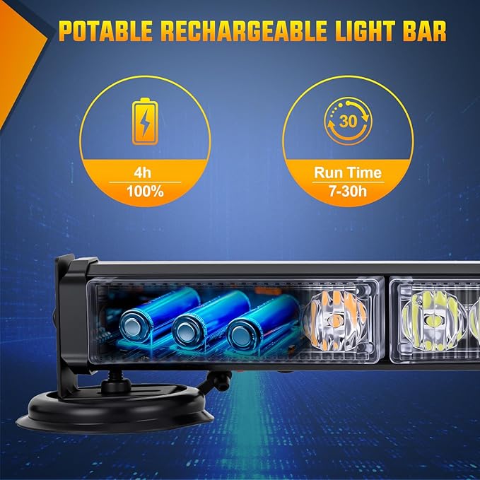 Nilight 12LED Wireless Emergency Strobe Light Amber White 14 Inch Magnetic Mount Mini Light Bar 12V Rooftop Powered Hazard Warning Flashing Lights for Car Truck Trailer Snow Plow Construction Vehicles