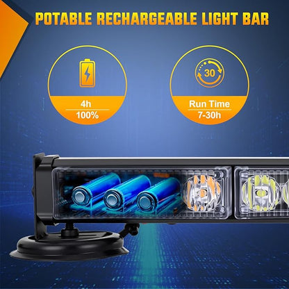 Nilight 12LED Wireless Emergency Strobe Light Amber White 14 Inch Magnetic Mount Mini Light Bar 12V Rooftop Powered Hazard Warning Flashing Lights for Car Truck Trailer Snow Plow Construction Vehicles