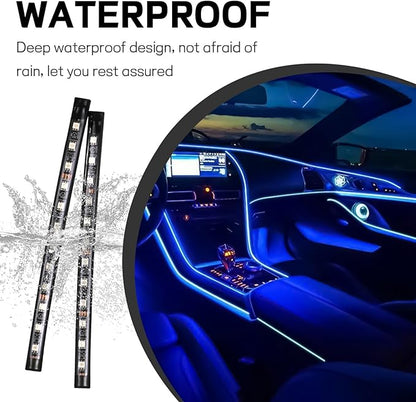 Car LED Strip Light, 12V 24 LED Interior Atmosphere Lights Under Dash Ambient Night Light, Auto Interior Decorative Lamp with Cigarette Adapter Plug, Car Accessories (Blue, Cigarette Lighter)