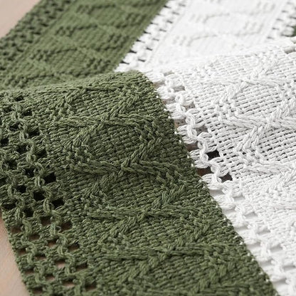Artoid Mode Army Green Farmhouse Rustic Table Runner, Seasonal Hollow Kitchen Dining Table Decoration for Home Party Decor 12x72 Inch