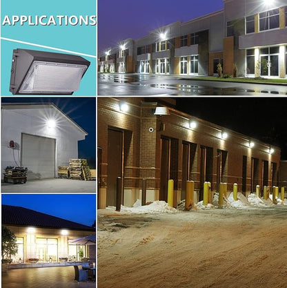 1-10V Dimmable 100W LED Wall Pack Light with Dusk to Dawn Photocell, 100-277V 14000LM 600-800W HPS/HID Equiv., 5000K Outdoor Security Lighting, ETL Commercial Wall Mount Lights for Building