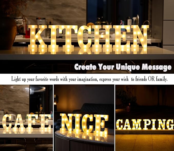 Small Led Marquee Letters, Light Up Letters, 8.58 Inch Led Letter Lights, Battery Powered Lighted Sign for Table, Party, Birthday, Christmas Decor (Letter C)