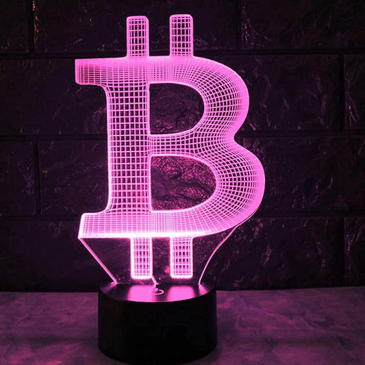 3D Bitcoin Night Light Lamp Illusion 7 Color Changing Touch Switch Table Desk Decoration Lamps Gift with Acrylic Flat ABS Base USB Cable Toy