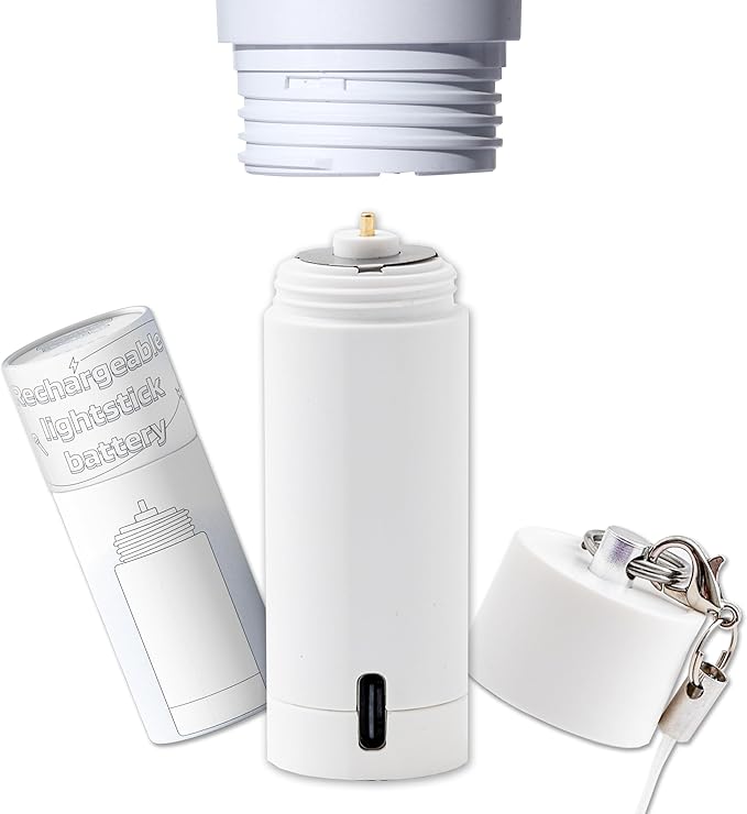 Mandu Deco Rechargeable Kpop Lightstick Battery for K-pop Concerts, Protective Cap with Keychain, Lasts 4 to 6 Hours, White
