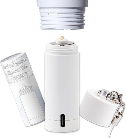 Mandu Deco Rechargeable Kpop Lightstick Battery for K-pop Concerts, Protective Cap with Keychain, Lasts 4 to 6 Hours, White